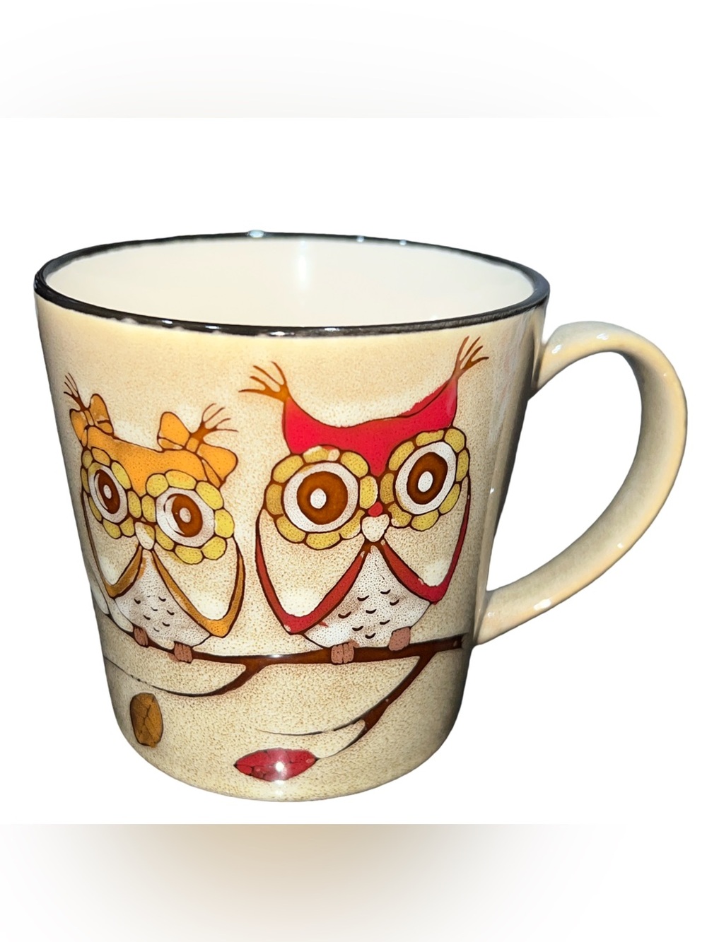 Great Gatherings Coffee Mug Two Owls On A Limb Multicolored 16oz Large